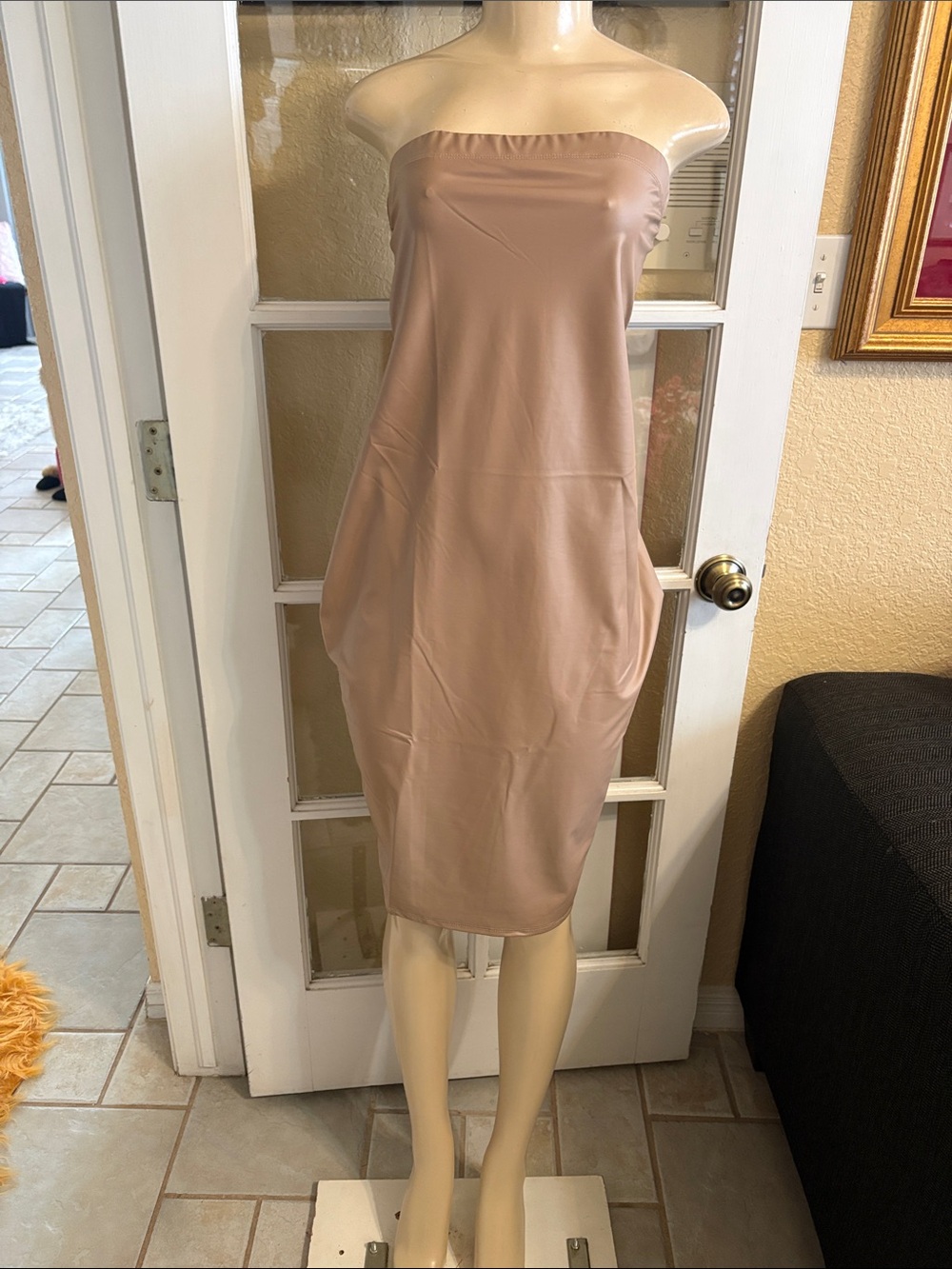 Strapless Blush Tube Dress - Sleek Women’s Sheath